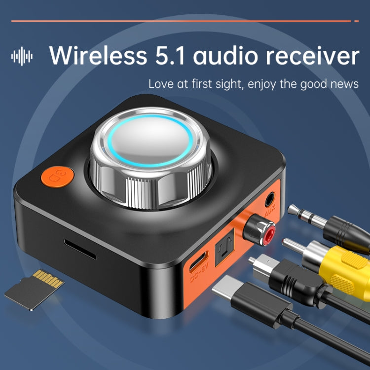 Receptor de Áudio Bluetooth 5.1 C39HD Saída AUX Coaxial Fibra Suporta Reprodução TF, Receptor de Áudio Bluetooth 5.1
