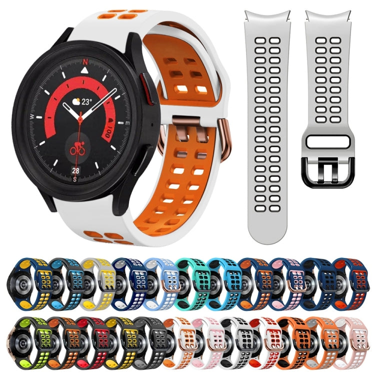 Bracelete de relógio em silicone respirável bicolor 20mm, para Samsung Galaxy Watch 5 40mm, para Samsung Galaxy Watch 5 44mm