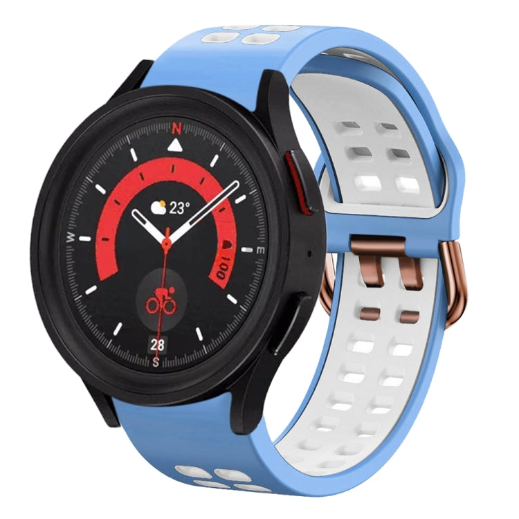 Bracelete de relógio em silicone respirável bicolor 20mm, para Samsung Galaxy Watch 5 40mm, para Samsung Galaxy Watch 5 44mm