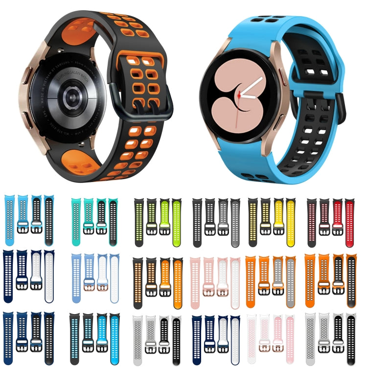 Bracelete de relógio em silicone respirável bicolor 20mm, para Samsung Galaxy Watch 5 Pro 45mm, para Samsung Galaxy Watch 4 40mm