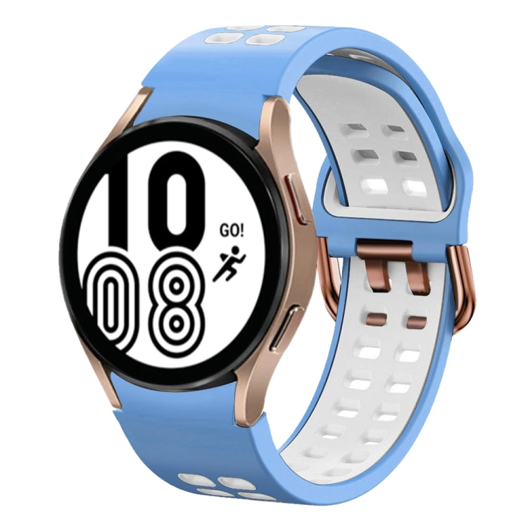 Bracelete de relógio em silicone respirável bicolor 20mm, para Samsung Galaxy Watch 5 Pro 45mm, para Samsung Galaxy Watch 4 40mm