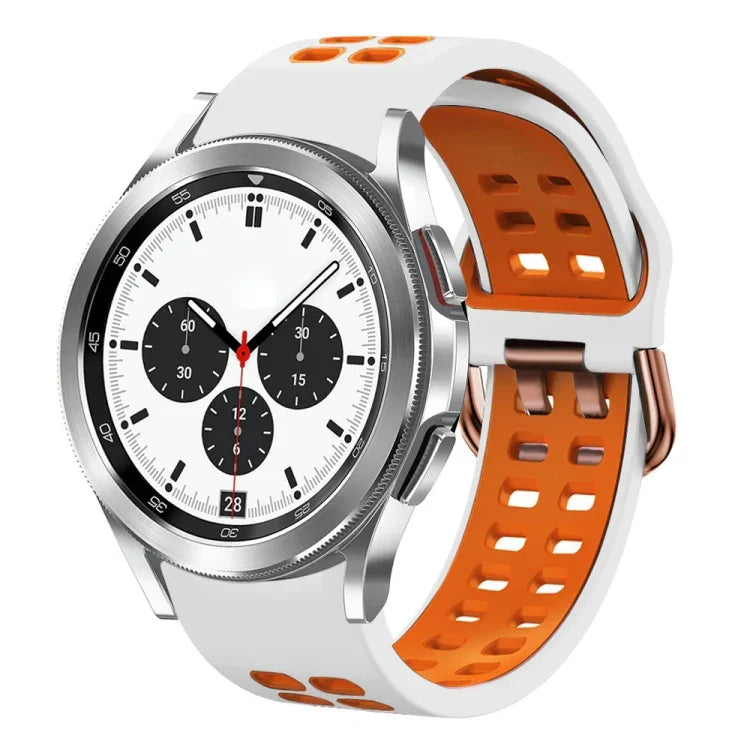 Correia de Relógio em Silicone Respirável Bicolor de 20mm, Para Samsung Galaxy Watch 4 Classic 42mm, Para Galaxy Watch Active 2