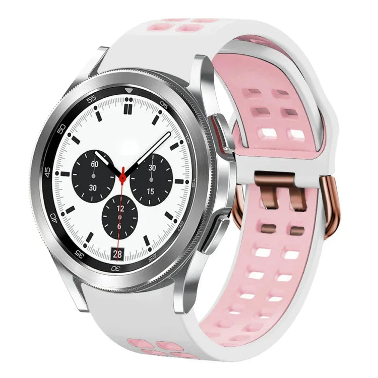 Correia de Relógio em Silicone Respirável Bicolor de 20mm, Para Samsung Galaxy Watch 4 Classic 42mm, Para Galaxy Watch Active 2