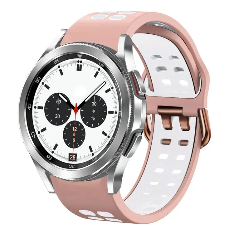 Correia de Relógio em Silicone Respirável Bicolor de 20mm, Para Samsung Galaxy Watch 4 Classic 42mm, Para Galaxy Watch Active 2