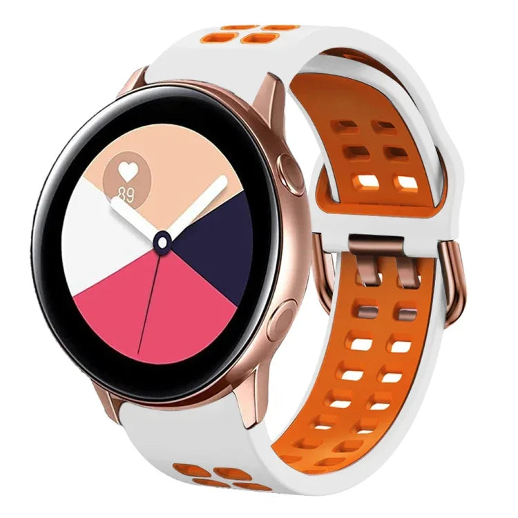 Correia de Relógio em Silicone Respirável Bicolor de 20mm, Para Samsung Galaxy Watch 4 Classic 42mm, Para Galaxy Watch Active 2
