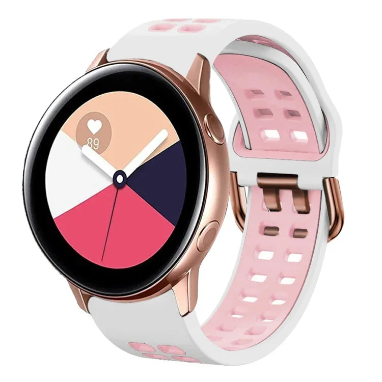 Correia de Relógio em Silicone Respirável Bicolor de 20mm, Para Samsung Galaxy Watch 4 Classic 42mm, Para Galaxy Watch Active 2