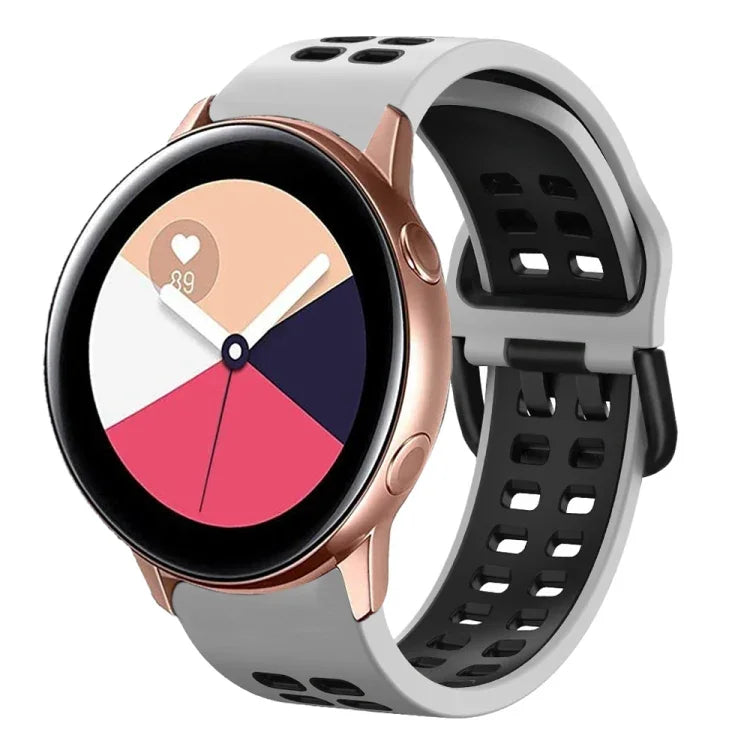 Correia de Relógio em Silicone Respirável Bicolor de 20mm, Para Samsung Galaxy Watch 4 Classic 42mm, Para Galaxy Watch Active 2