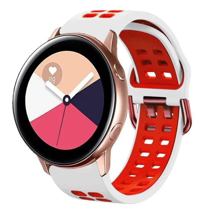 Correia de Relógio em Silicone Respirável Bicolor de 20mm, Para Samsung Galaxy Watch 4 Classic 42mm, Para Galaxy Watch Active 2