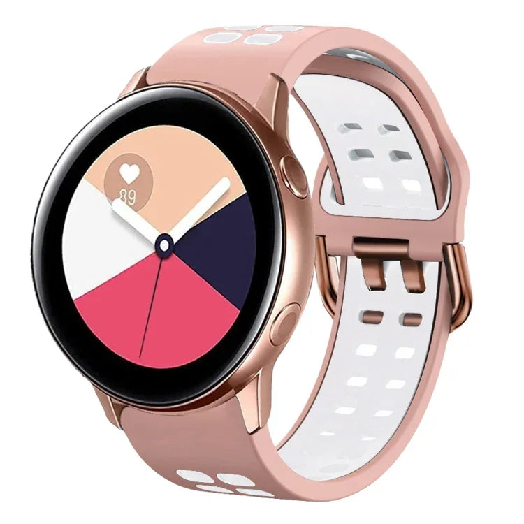 Correia de Relógio em Silicone Respirável Bicolor de 20mm, Para Samsung Galaxy Watch 4 Classic 42mm, Para Galaxy Watch Active 2