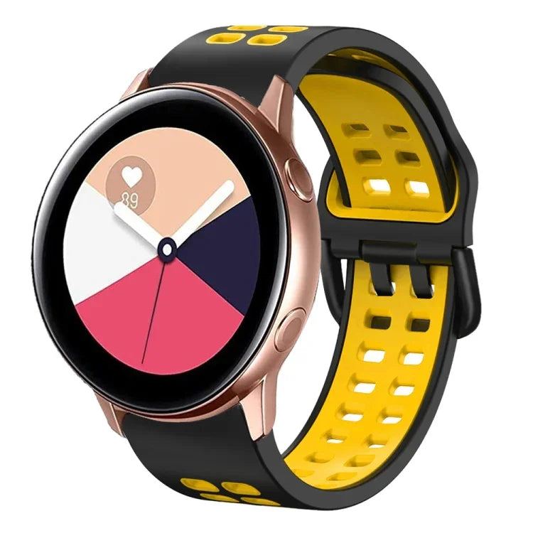 Correia de Relógio em Silicone Respirável Bicolor de 20mm, Para Samsung Galaxy Watch 4 Classic 42mm, Para Galaxy Watch Active 2
