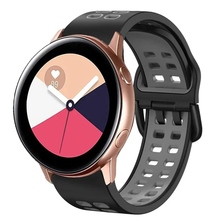Correia de Relógio em Silicone Respirável Bicolor de 20mm, Para Samsung Galaxy Watch 4 Classic 42mm, Para Galaxy Watch Active 2