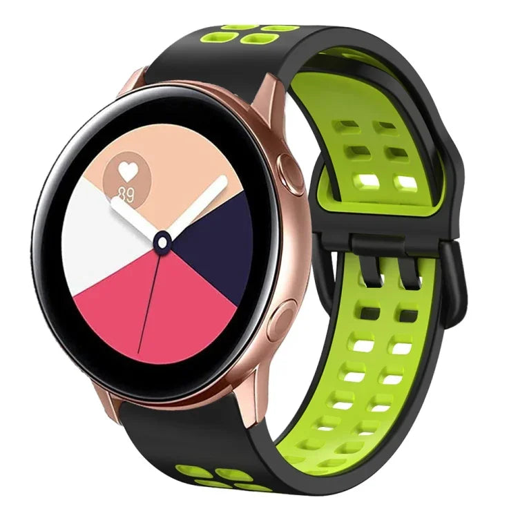 Correia de Relógio em Silicone Respirável Bicolor de 20mm, Para Samsung Galaxy Watch 4 Classic 42mm, Para Galaxy Watch Active 2