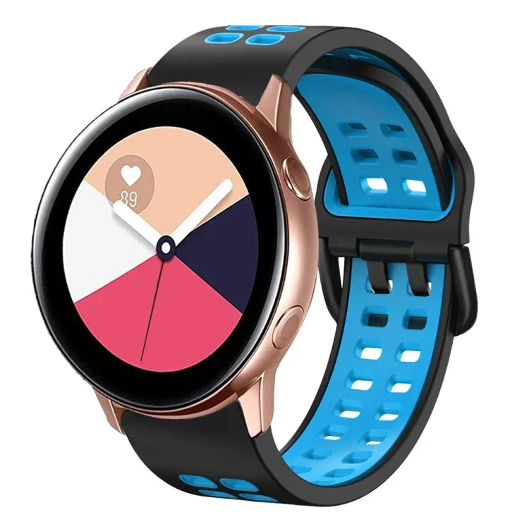 Correia de Relógio em Silicone Respirável Bicolor de 20mm, Para Samsung Galaxy Watch 4 Classic 42mm, Para Galaxy Watch Active 2