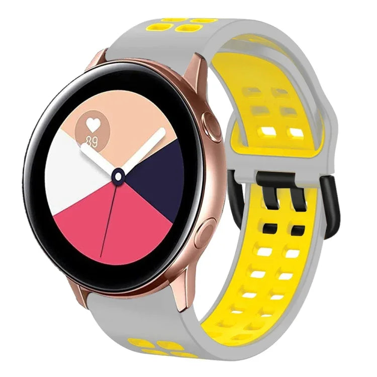 Correia de Relógio em Silicone Respirável Bicolor de 20mm, Para Samsung Galaxy Watch 4 Classic 42mm, Para Galaxy Watch Active 2
