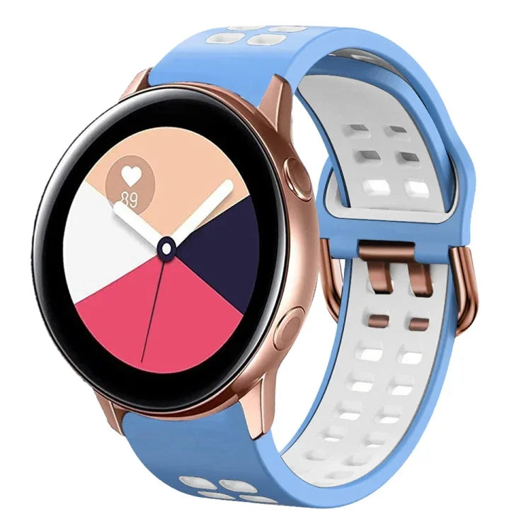 Correia de Relógio em Silicone Respirável Bicolor de 20mm, Para Samsung Galaxy Watch 4 Classic 42mm, Para Galaxy Watch Active 2