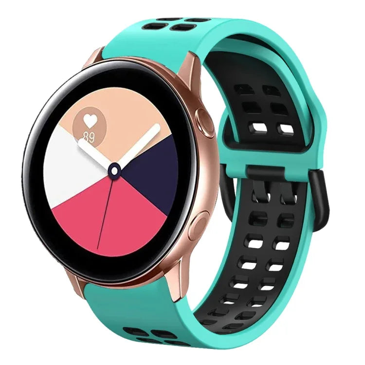 Correia de Relógio em Silicone Respirável Bicolor de 20mm, Para Samsung Galaxy Watch 4 Classic 42mm, Para Galaxy Watch Active 2