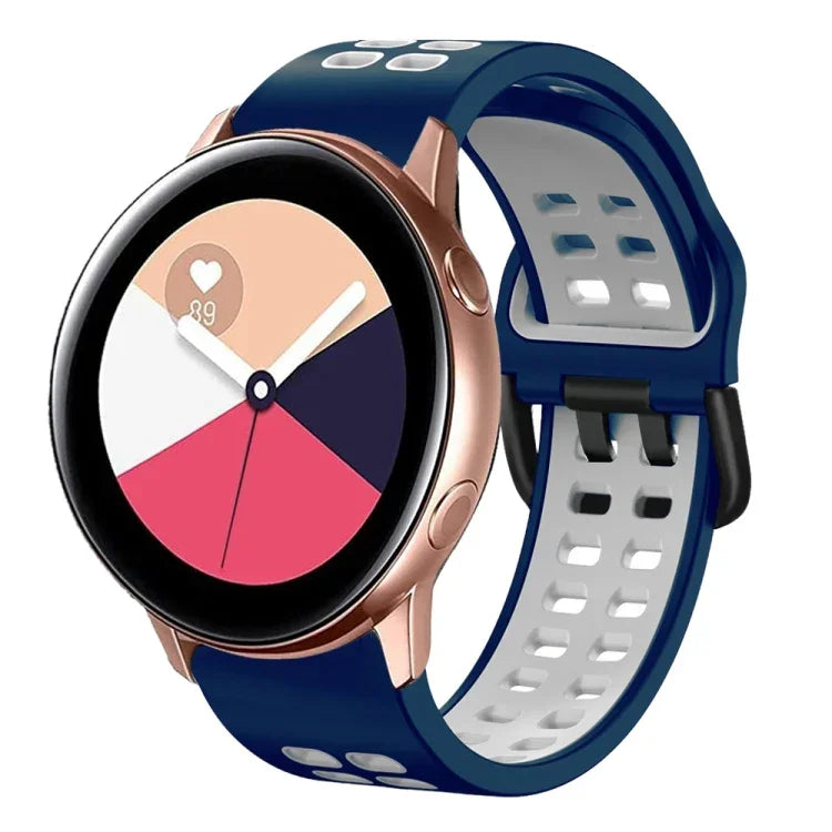 Correia de Relógio em Silicone Respirável Bicolor de 20mm, Para Samsung Galaxy Watch 4 Classic 42mm, Para Galaxy Watch Active 2