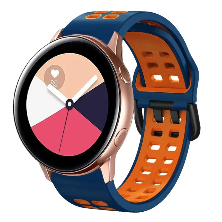 Correia de Relógio em Silicone Respirável Bicolor de 20mm, Para Samsung Galaxy Watch 4 Classic 42mm, Para Galaxy Watch Active 2