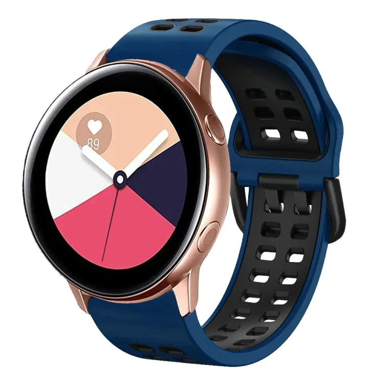 Correia de Relógio em Silicone Respirável Bicolor de 20mm, Para Samsung Galaxy Watch 4 Classic 42mm, Para Galaxy Watch Active 2