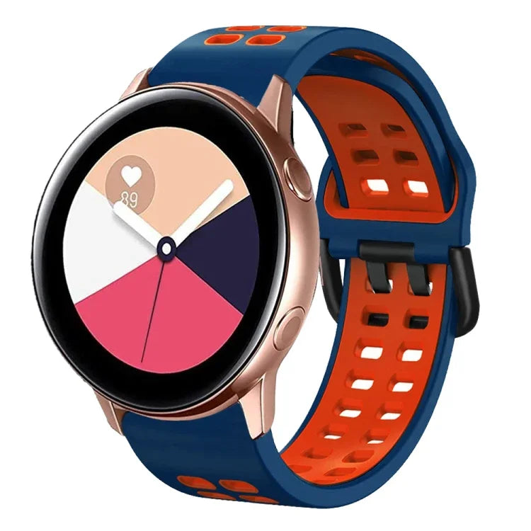 Correia de Relógio em Silicone Respirável Bicolor de 20mm, Para Samsung Galaxy Watch 4 Classic 42mm, Para Galaxy Watch Active 2