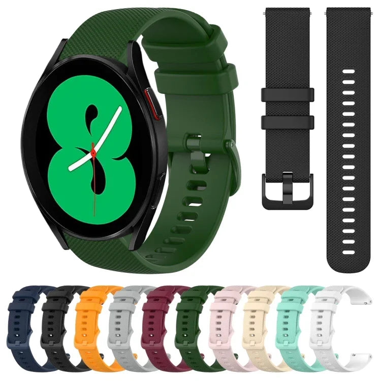 Pulseira de Relógio de Silicone 20mm Xadrez de Cor Sólida, Para Samsung Galaxy Watch4 44mm, Para Samsung Galaxy Watch4 Classic 46mm, Para Samsung Galaxy Watch4 Classic 42mm, Para Samsung Galaxy Watch Active 2