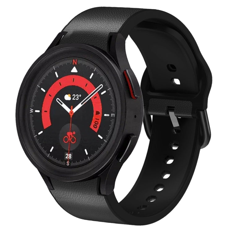 Correia de relógio em couro adesivo de silicone 20mm, para Samsung Galaxy Watch 5 40mm, para Samsung Galaxy Watch 5 44mm, para Samsung Galaxy Watch 5 Pro 45mm, para Samsung Galaxy Watch 4 40mm, para Samsung Galaxy Watch 4 44mm