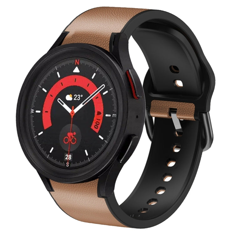 Correia de relógio em couro adesivo de silicone 20mm, para Samsung Galaxy Watch 5 40mm, para Samsung Galaxy Watch 5 44mm, para Samsung Galaxy Watch 5 Pro 45mm, para Samsung Galaxy Watch 4 40mm, para Samsung Galaxy Watch 4 44mm