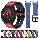 Correia de relógio em couro adesivo de silicone 20mm, para Samsung Galaxy Watch 5 40mm, para Samsung Galaxy Watch 5 44mm, para Samsung Galaxy Watch 5 Pro 45mm, para Samsung Galaxy Watch 4 40mm, para Samsung Galaxy Watch 4 44mm