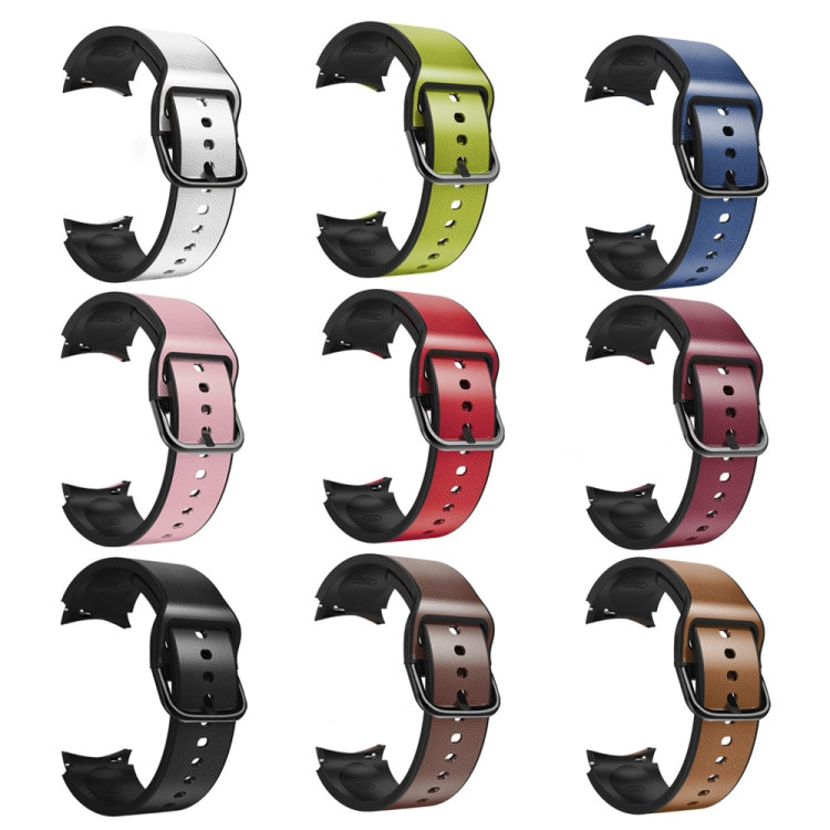 Correia de relógio em couro adesivo de silicone 20mm, para Samsung Galaxy Watch 5 40mm, para Samsung Galaxy Watch 5 44mm, para Samsung Galaxy Watch 5 Pro 45mm, para Samsung Galaxy Watch 4 40mm, para Samsung Galaxy Watch 4 44mm
