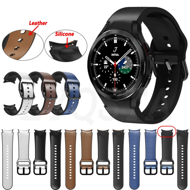 Correia de relógio em couro adesivo de silicone 20mm, para Samsung Galaxy Watch 5 40mm, para Samsung Galaxy Watch 5 44mm, para Samsung Galaxy Watch 5 Pro 45mm, para Samsung Galaxy Watch 4 40mm, para Samsung Galaxy Watch 4 44mm