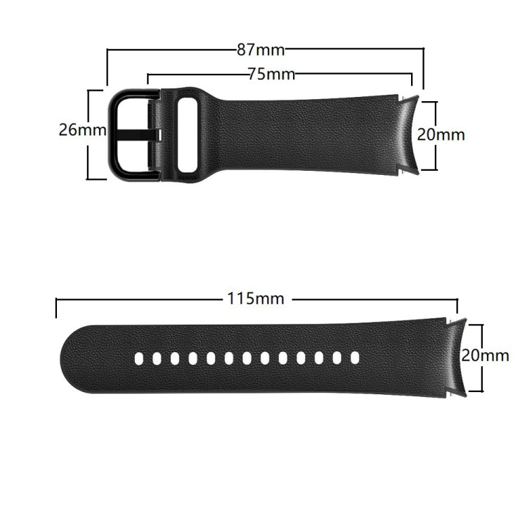 Correia de relógio em couro adesivo de silicone 20mm, para Samsung Galaxy Watch 5 40mm, para Samsung Galaxy Watch 5 44mm, para Samsung Galaxy Watch 5 Pro 45mm, para Samsung Galaxy Watch 4 40mm, para Samsung Galaxy Watch 4 44mm