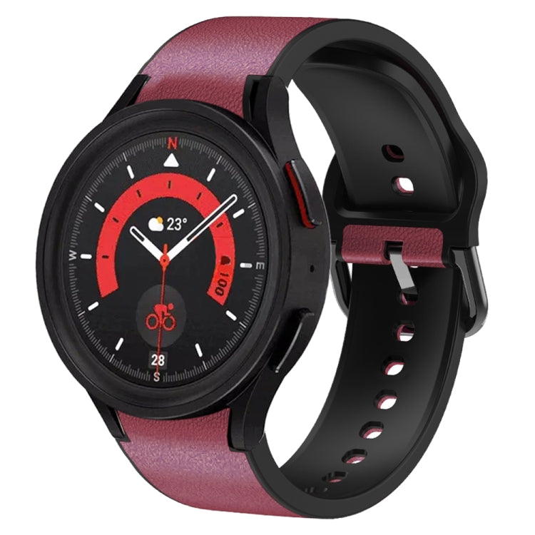 Correia de relógio em couro adesivo de silicone 20mm, para Samsung Galaxy Watch 5 40mm, para Samsung Galaxy Watch 5 44mm, para Samsung Galaxy Watch 5 Pro 45mm, para Samsung Galaxy Watch 4 40mm, para Samsung Galaxy Watch 4 44mm