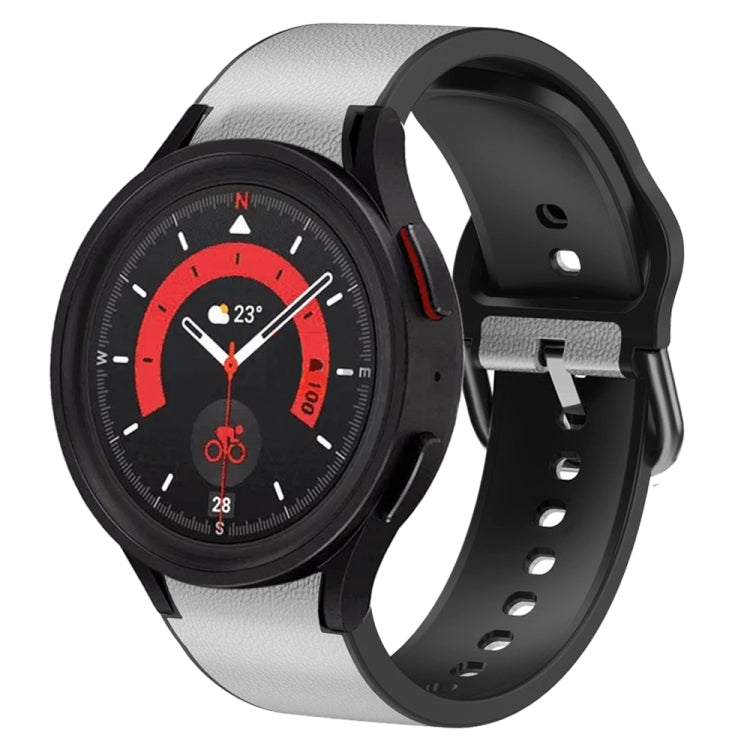 Correia de relógio em couro adesivo de silicone 20mm, para Samsung Galaxy Watch 5 40mm, para Samsung Galaxy Watch 5 44mm, para Samsung Galaxy Watch 5 Pro 45mm, para Samsung Galaxy Watch 4 40mm, para Samsung Galaxy Watch 4 44mm
