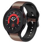 Correia de relógio em couro adesivo de silicone 20mm, para Samsung Galaxy Watch 5 40mm, para Samsung Galaxy Watch 5 44mm, para Samsung Galaxy Watch 5 Pro 45mm, para Samsung Galaxy Watch 4 40mm, para Samsung Galaxy Watch 4 44mm