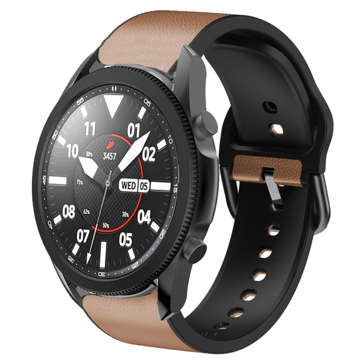 Correia de relógio em couro adesivo de silicone 20mm, para Samsung Galaxy Watch 5 40mm, para Samsung Galaxy Watch 5 44mm, para Samsung Galaxy Watch 5 Pro 45mm, para Samsung Galaxy Watch 4 40mm, para Samsung Galaxy Watch 4 44mm