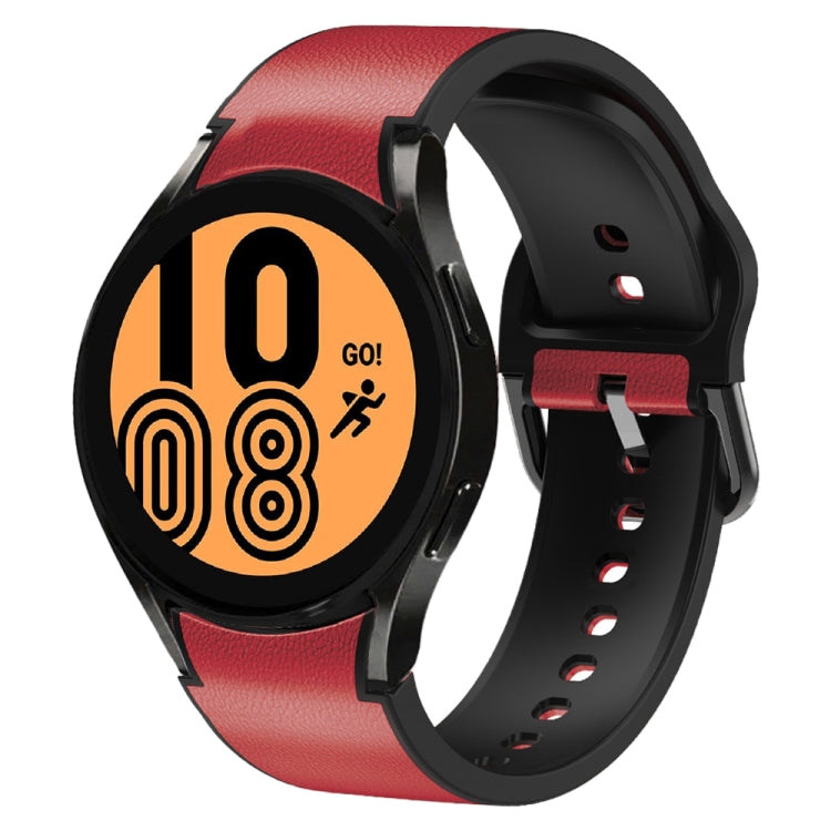 Correia de relógio em couro adesivo de silicone 20mm, para Samsung Galaxy Watch 5 40mm, para Samsung Galaxy Watch 5 44mm, para Samsung Galaxy Watch 5 Pro 45mm, para Samsung Galaxy Watch 4 40mm, para Samsung Galaxy Watch 4 44mm