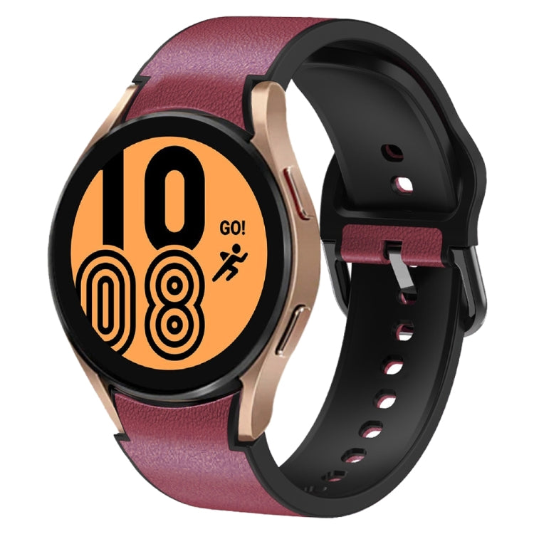 Correia de relógio em couro adesivo de silicone 20mm, para Samsung Galaxy Watch 5 40mm, para Samsung Galaxy Watch 5 44mm, para Samsung Galaxy Watch 5 Pro 45mm, para Samsung Galaxy Watch 4 40mm, para Samsung Galaxy Watch 4 44mm
