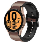 Correia de relógio em couro adesivo de silicone 20mm, para Samsung Galaxy Watch 5 40mm, para Samsung Galaxy Watch 5 44mm, para Samsung Galaxy Watch 5 Pro 45mm, para Samsung Galaxy Watch 4 40mm, para Samsung Galaxy Watch 4 44mm