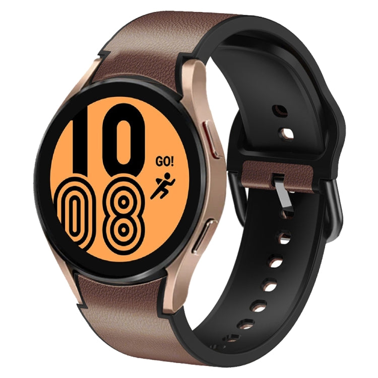 Correia de relógio em couro adesivo de silicone 20mm, para Samsung Galaxy Watch 5 40mm, para Samsung Galaxy Watch 5 44mm, para Samsung Galaxy Watch 5 Pro 45mm, para Samsung Galaxy Watch 4 40mm, para Samsung Galaxy Watch 4 44mm