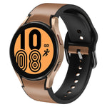 Correia de relógio em couro adesivo de silicone 20mm, para Samsung Galaxy Watch 5 40mm, para Samsung Galaxy Watch 5 44mm, para Samsung Galaxy Watch 5 Pro 45mm, para Samsung Galaxy Watch 4 40mm, para Samsung Galaxy Watch 4 44mm