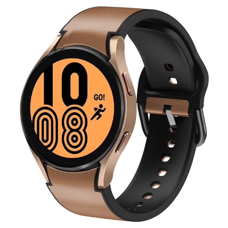 Correia de relógio em couro adesivo de silicone 20mm, para Samsung Galaxy Watch 5 40mm, para Samsung Galaxy Watch 5 44mm, para Samsung Galaxy Watch 5 Pro 45mm, para Samsung Galaxy Watch 4 40mm, para Samsung Galaxy Watch 4 44mm