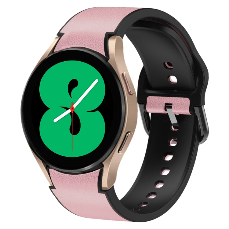 Correia de relógio em couro adesivo de silicone 20mm, para Samsung Galaxy Watch 5 40mm, para Samsung Galaxy Watch 5 44mm, para Samsung Galaxy Watch 5 Pro 45mm, para Samsung Galaxy Watch 4 40mm, para Samsung Galaxy Watch 4 44mm
