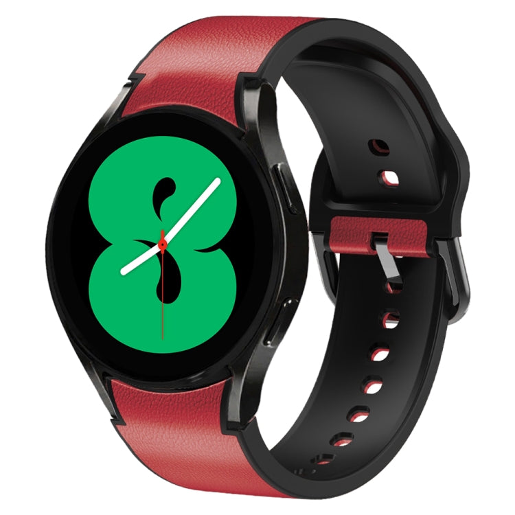 Correia de relógio em couro adesivo de silicone 20mm, para Samsung Galaxy Watch 5 40mm, para Samsung Galaxy Watch 5 44mm, para Samsung Galaxy Watch 5 Pro 45mm, para Samsung Galaxy Watch 4 40mm, para Samsung Galaxy Watch 4 44mm