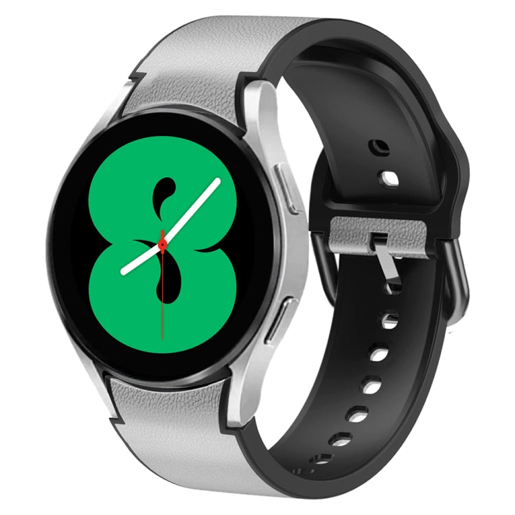 Correia de relógio em couro adesivo de silicone 20mm, para Samsung Galaxy Watch 5 40mm, para Samsung Galaxy Watch 5 44mm, para Samsung Galaxy Watch 5 Pro 45mm, para Samsung Galaxy Watch 4 40mm, para Samsung Galaxy Watch 4 44mm