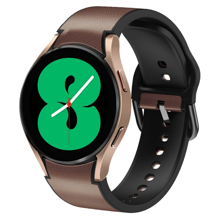 Correia de relógio em couro adesivo de silicone 20mm, para Samsung Galaxy Watch 5 40mm, para Samsung Galaxy Watch 5 44mm, para Samsung Galaxy Watch 5 Pro 45mm, para Samsung Galaxy Watch 4 40mm, para Samsung Galaxy Watch 4 44mm