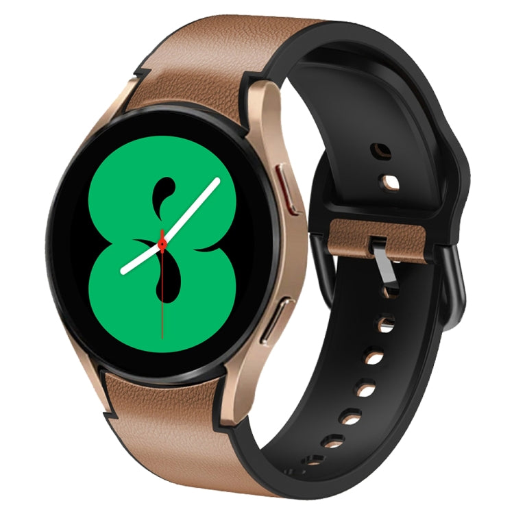 Correia de relógio em couro adesivo de silicone 20mm, para Samsung Galaxy Watch 5 40mm, para Samsung Galaxy Watch 5 44mm, para Samsung Galaxy Watch 5 Pro 45mm, para Samsung Galaxy Watch 4 40mm, para Samsung Galaxy Watch 4 44mm