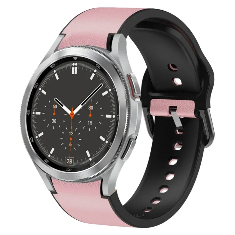 Bracelete de Relógio em Couro com Adesivo de Silicone 20mm, Para Samsung Galaxy Watch 4 Classic 46mm, Para Samsung Galaxy Watch 4 Classic 42mm, Para Samsung Galaxy Watch Active 2