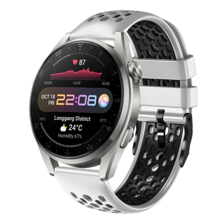 22mm Two-Color Breathable Silicone Watch Band, For Huawei Watch 3 Pro, For Huawei Watch GT2 Pro, For Huawei Watch GT 2E, For Huawei Watch GT2 46mm