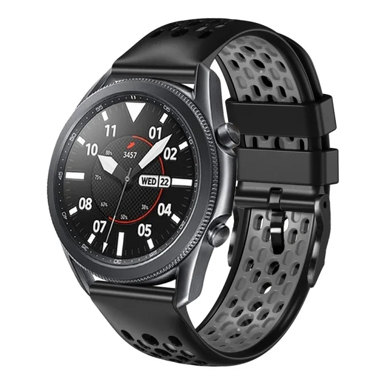 22mm Two-Color Breathable Silicone Watch Band, For Samsung Galaxy Watch3 45mm, For Samsung Galaxy Watch 46mm, For Samsung Gear S3 Classic, For Samsung Gear S3 Frontier