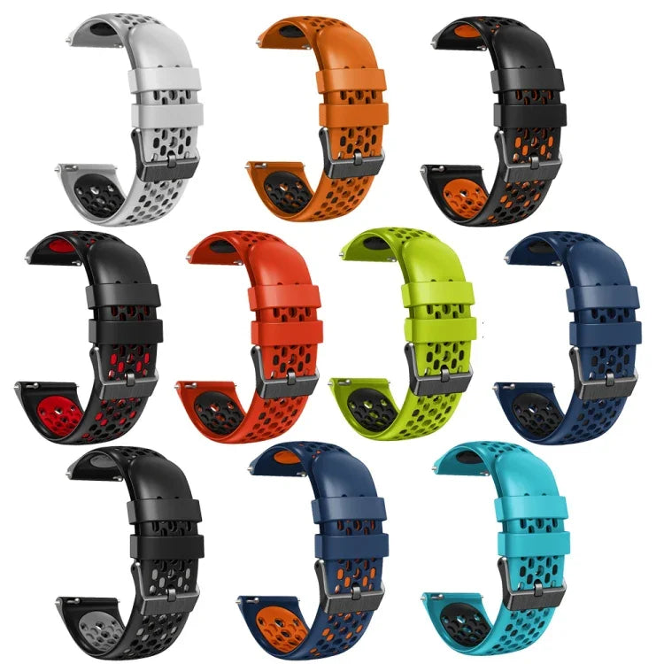 22mm Two-Color Breathable Silicone Watch Band, For Samsung Galaxy Watch3 45mm, For Samsung Galaxy Watch 46mm, For Samsung Gear S3 Classic, For Samsung Gear S3 Frontier